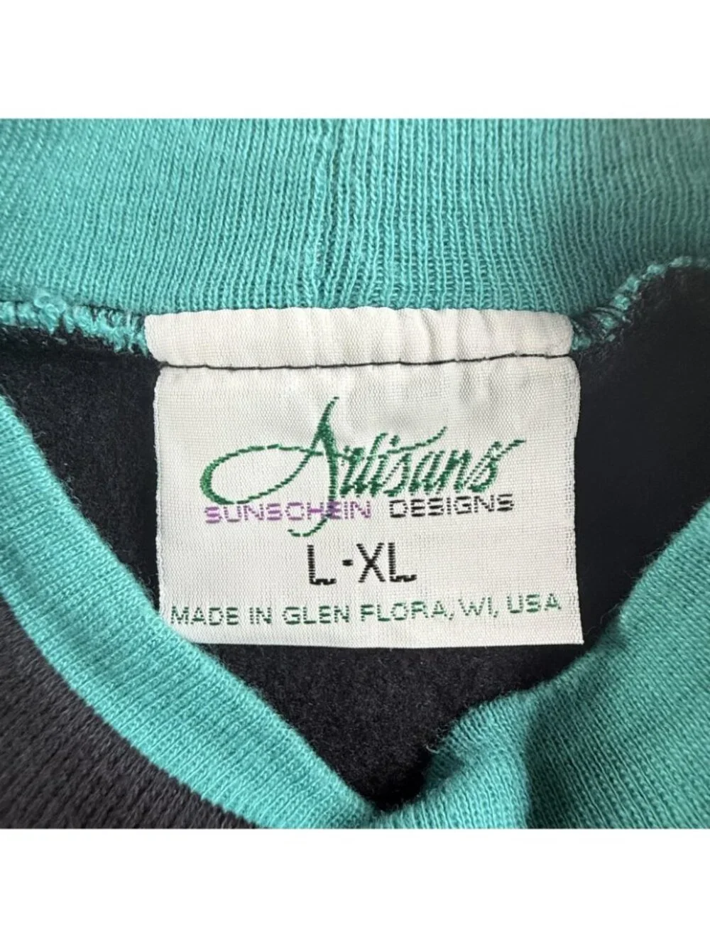 Vintage Artisans Sweatshirt Mens XL Black Water Ski Graphic Fleece USA 90s AOP - Picture 3 of 16